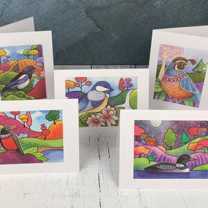 Bird Illustration Blank Greeting Cards Set of 5 image 1