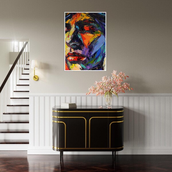 Bold Modern Canvas Art - Vibrant Abstract Face Painting, Expressive Artwork for Home Decor & Gallery Walls