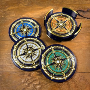 Colorful Compass Dials 3D Printed Novelty Coaster Sets