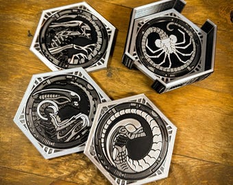Alien Metamorphosis 3D Printed Novelty Coaster Sets