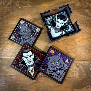 Classic Movie Monsters 3D Printed Novelty Coaster Sets