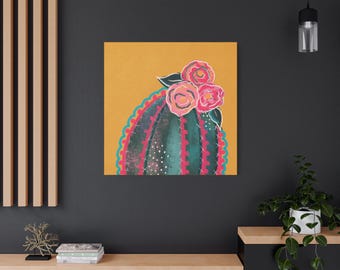 Funky Floral Cactus Canvas