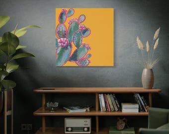 Funky Cactus Illustration Matte Canvas