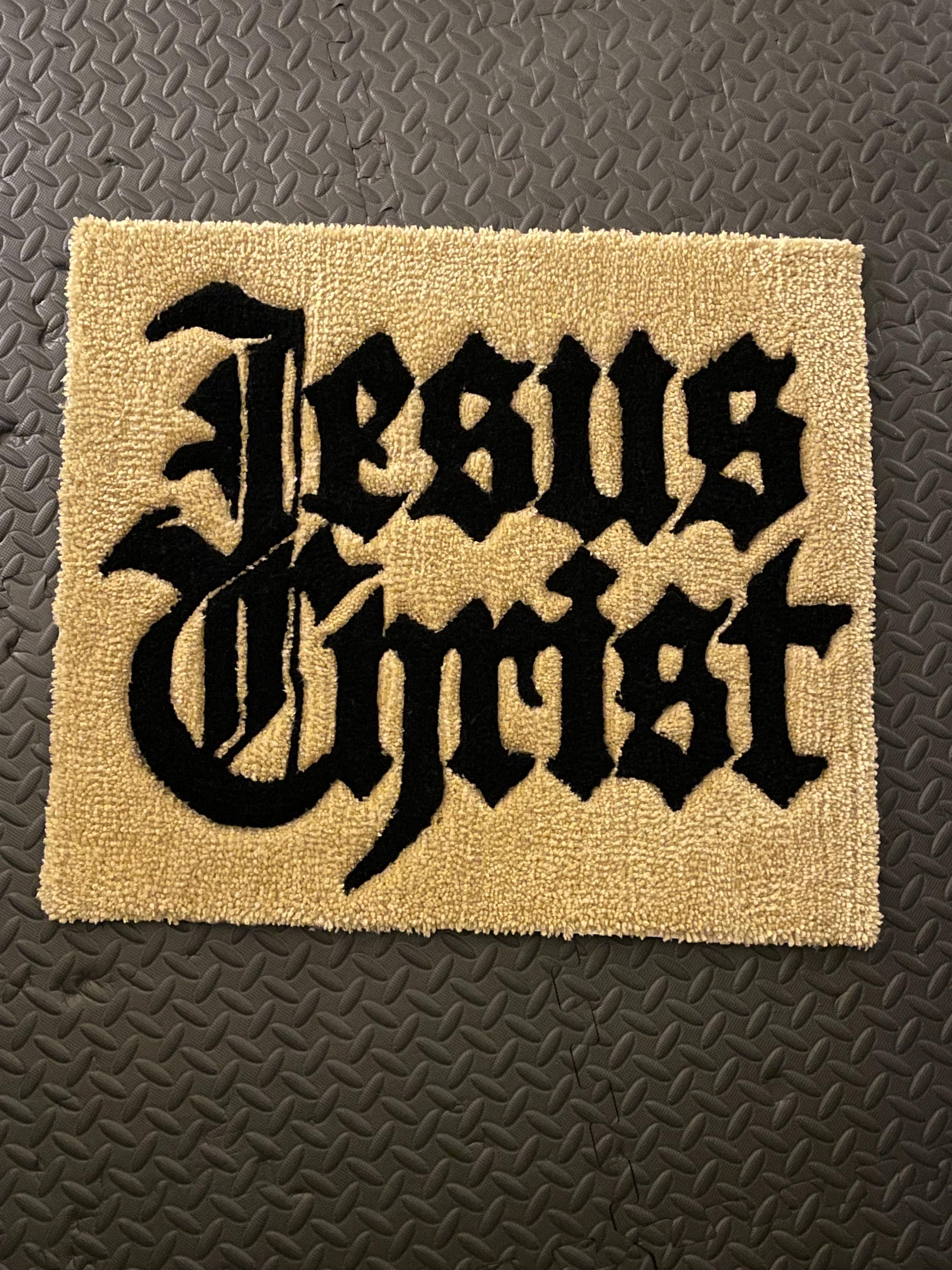 Tuft Rug Jesus A “jesus Christ” Old English Tufted Rug - Christian Home Decor ...