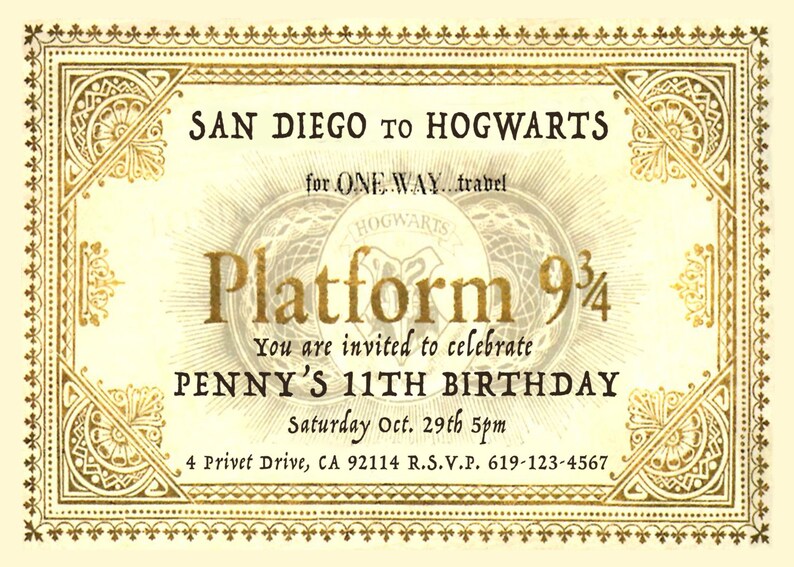 harry potter platform 9 34 ticket inspired personalized etsy