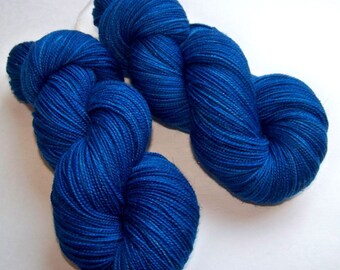 Hand Painted 2-Ply Superwash Merino Nylon and Sparkle Sock -- Doctor Who: Twinkling Tardis (Silver Sparkle)