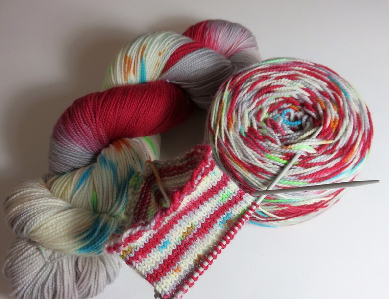 Hand Dyed Superwash Sock Fingering Yarn in Choice of Yarn image 0