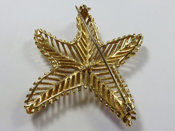 MJent Signed Gold Tone Textured Starfish Brooch Modernist 1970/'s-80/'s SJK Vintage Abstract