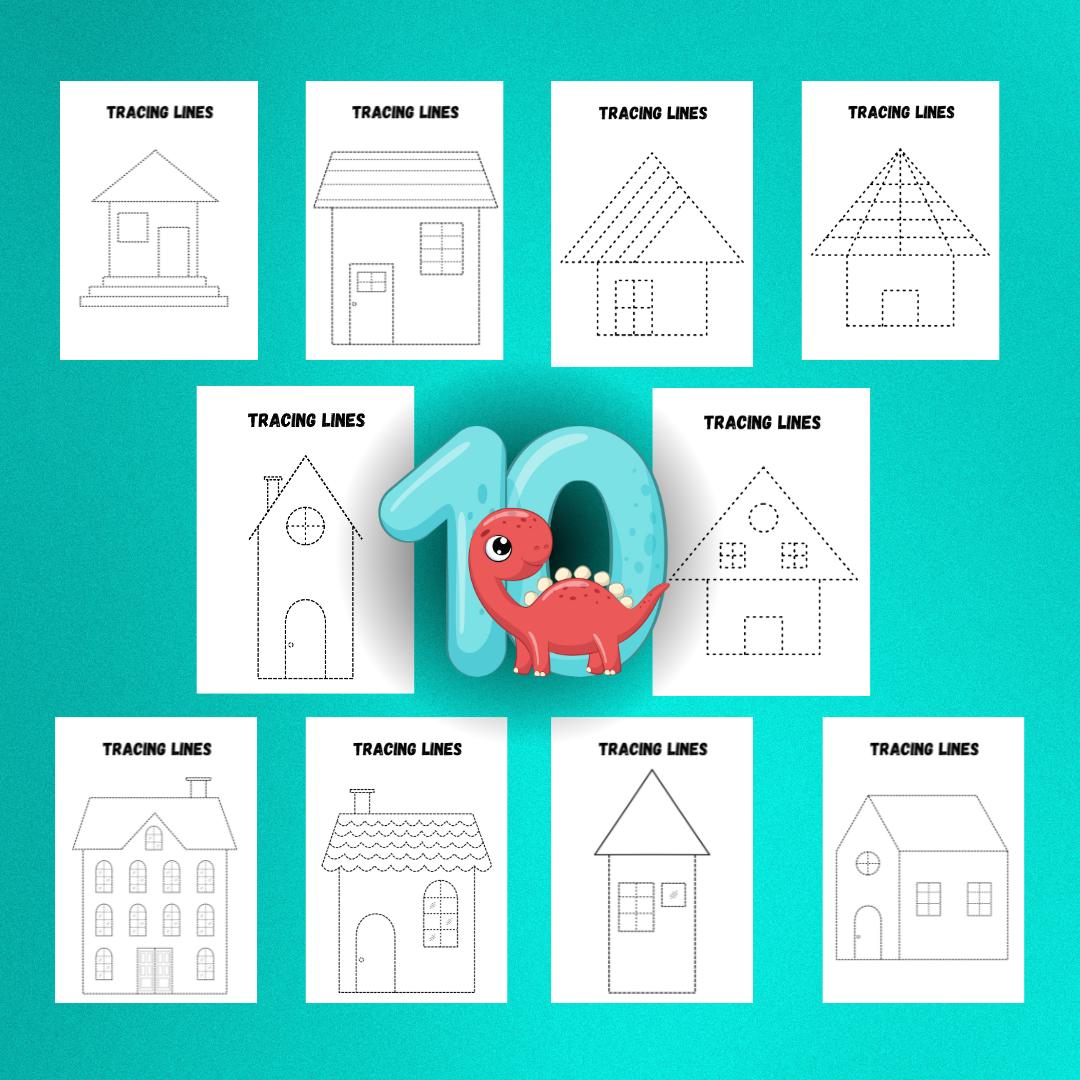 House Tracing Lines for Preschoolers, Fine Motor Skills Printable ...