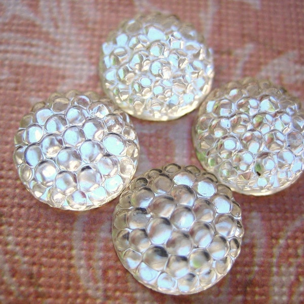 VIntage crystal glass bubble 11mm cabs cabochons buttons West German - lot of 4