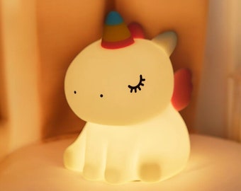 Jolie veilleuse licorne - Veilleuse bébé lampe de chevet Kawaii lampe de bureau décoration d'intérieur cadeau