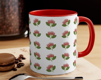 New Zealand Pohutukawa Mug, New Zealand Flower Mug, Unique New Zealand Mug, Cute New Zealand Mug, New Zealand Gift, New Zealand Mug, NZ Mug