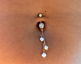 Three Lucky Pearls Belly Ring