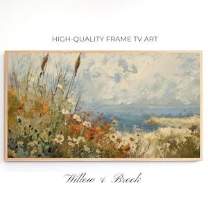 Late Summer Wildflower Landscape Art for the Samsung Frame TV, Fall Textured Oil Painting for Samsung Frame TV, Downloadable Floral TV Art