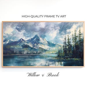 Frame TV Art: Rocky Mountain Lake Digital Oil Painting for Samsung FrameTV (Digital Download)