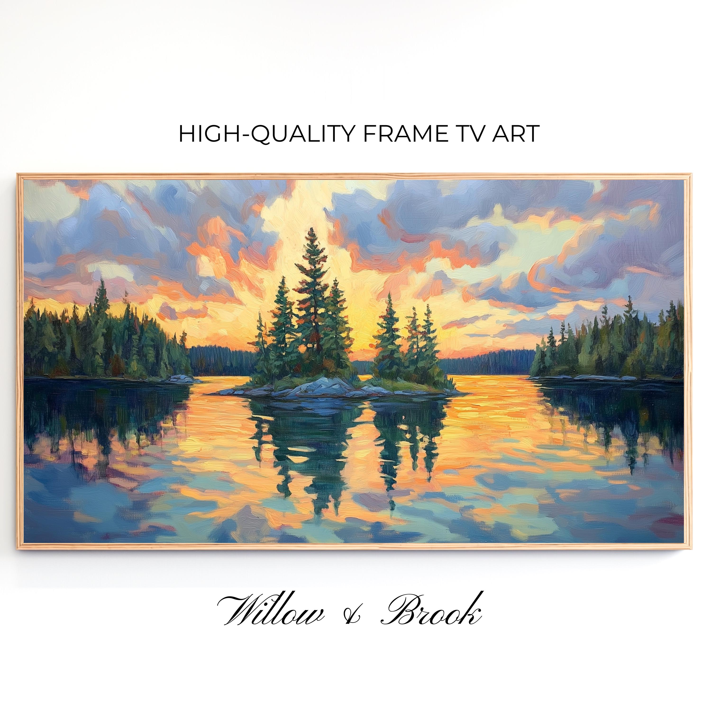 Forest Lake Sunrise Frame TV Art: Canadian Landscape Painting (Digital Download)