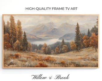 Frame TV Fall Art: Autumn Mountain Lake  Vintage Landscape Artwork (Digital Download)