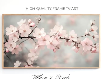 Samsung Frame TV Art: Pink Cherry Blossom Spring Floral Artwork for Digital Download