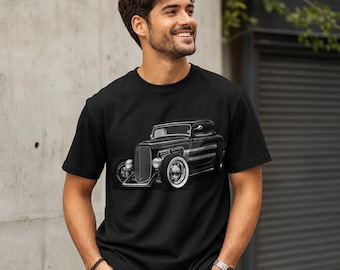 Camiseta Hot Rod: Camiseta com estampa retrô, 100% algodão, para amantes de carros.
