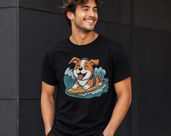 T-shirt Surfing Dog: katoenen shirt zomerstrandgolfsurfer