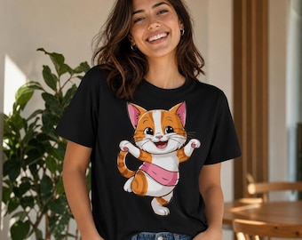 Tanzende Katzen-Grafik-T-Shirt & Hoodie: Joyful Feline Art, Katzenliebhaber Geschenk