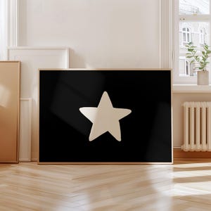 Schwarzer Stern druckt horizontale Wand-Kunst-minimalistische Wand-Dekor-College-Wohnheim-Raum-Plakat-schwarze Drucke für Haus-trendige Hand gezeichnete Sternkunst-Dekor