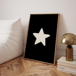 Schwarz Sterne Drucke Nettes Schlafzimmer-Wand-Kunst-minimalistisches Wand-Dekor College Studentenwohnheim Poster Schwarzer Druck für Haus Trendy Hand gezeichnet Stern-Kunst-Dekor