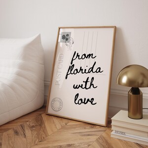 From Florida With Love Trendy Post Card Decor Schwarz Typografie Kunst Minimalistisch Preppy Wohnheim Drucke Trendy Drake Album Cover Florida Wand Druck