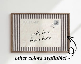 Wandbild „Aus Texas mit Liebe“ aus Texas, Vintage-Postkartendruck, Dekoration für die Küche im Western-Landhausstil, Dekoration für das südliche Zuhause, Postkartenkunst aus Texas