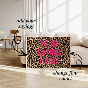 CUSTOM Leopard Decor Cheetah Print Custom Name Print Custom Leopard Decor Custom College Wall Art Trendy Leopard Prints Girly Dopamine Decor