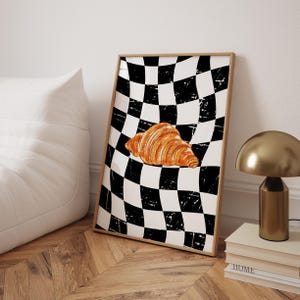 Französisches Croissant Poster Retro Croissant Wandkunst Vintage Minimalist Food Print Indoor Food Kunstwerk Küche Poster Dekorative Kunst Moderne Kunst