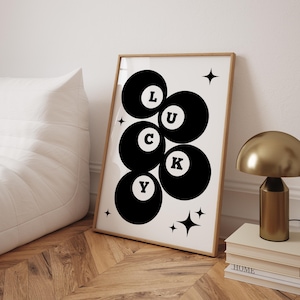 Lucky Pool Ball Print How Lucky Are We Vintage Retro 8 Ball Funky Y2K Poster Cute 8 Ball Lucky Wall Art Aesthetic Dorm Room Wall Decor