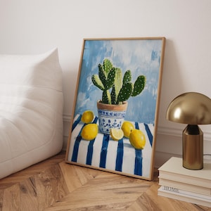 Kaktus-Wand-Kunst-Zitronen-Poster Süßes Küchen-Wand-Dekor Wüstenkaktus Drucke Saguaro-Wandkunst Weinlese-Kaktus-Blumen-Wand-Kunst Südwestdekor