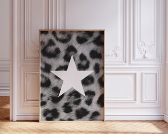 leopard fashion print dorm room decor black and white leopard wall art chic apartment decor retro art star wall prints luxury fashion poster