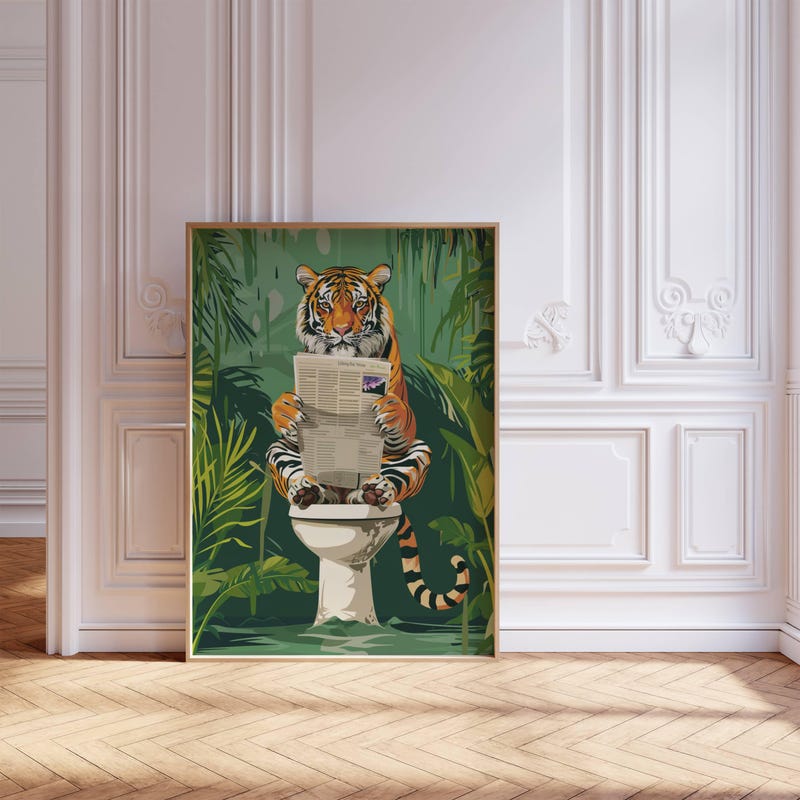 Funny Tiger Bathroom Art - Etsy