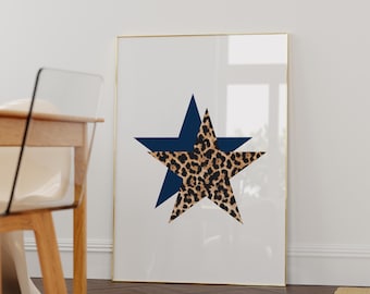 cheetah mode prints esthetische girly slaapzaal decor chic appartement decor marine ster poster marine- en luipaardprint muur art tiener meisje kamer decor cheetah mode prints