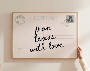 from texas with love from texas wall art vintage postcard print custom postcard wall art retro travel poster travel wall art texas postcard