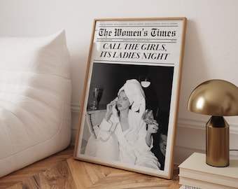 call the girls its ladies night print aesthetic apartment decor fashion poster magazine cover art newspaper dorm decor teen girly room decor