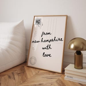 From New Hampshire With Love Trendy Postcard Print Aesthetic Over Bed Poster Trendy Dopamine Decor College Dorm Art Travel Art Digital Print
