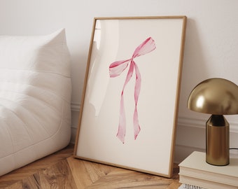 pink bow print cute nursery baby decor pink nursery wall Art coquette baby girl room decor princess wall art pink bow wall art