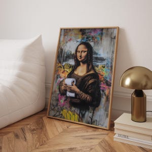 Mona Lisa Painting Graffiti Bathroom Decor Funny Toilet Paper Holder Trendy Bathroom Decor Colored Mona Lisa Painting Leonardo Da Vinci Art