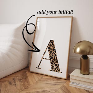 CUSTOM initial print trendy leopard wall prints custom dorm print personalized letter decor custom letter art girly wall art apartment decor