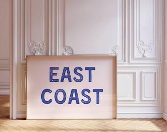 vintage east coast print blue western wall art coastal cowgirl art beach dorm room decor blue posters for room