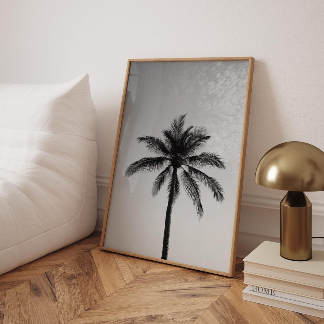 Palm Tree Painting Contemporary Black and White Coastal Art Modern ...