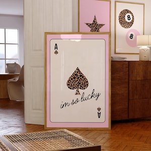 set of 3 pink leopard print trendy dorm print pink luxury fashion art trendy ace of spades wall prints leopard 8 ball decor pink gallery set