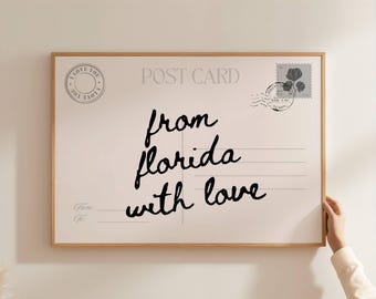 from Florida with love from florida wall art vintage postcard print visionboard destination wall art custom postcard art retro travel poster