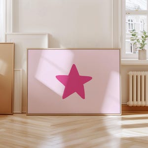 Rosa Stern druckt horizontale Wand-Kunst-minimalistische Wand-Dekor-College-Wohnheim-Raum-Plakat-rosa Drucke für Haus-trendige Hand gezeichneter Stern-Kunst-Dekor