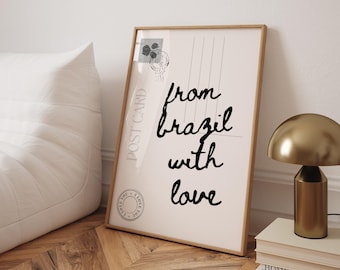 Liebe aus Brasilien mit Liebe aus Brasilien Wand Kunst Vintage Postkartendruck Brasilien digitaler download Brasilianischer Druck Brasilien Küche Dekor Postkartenkunst