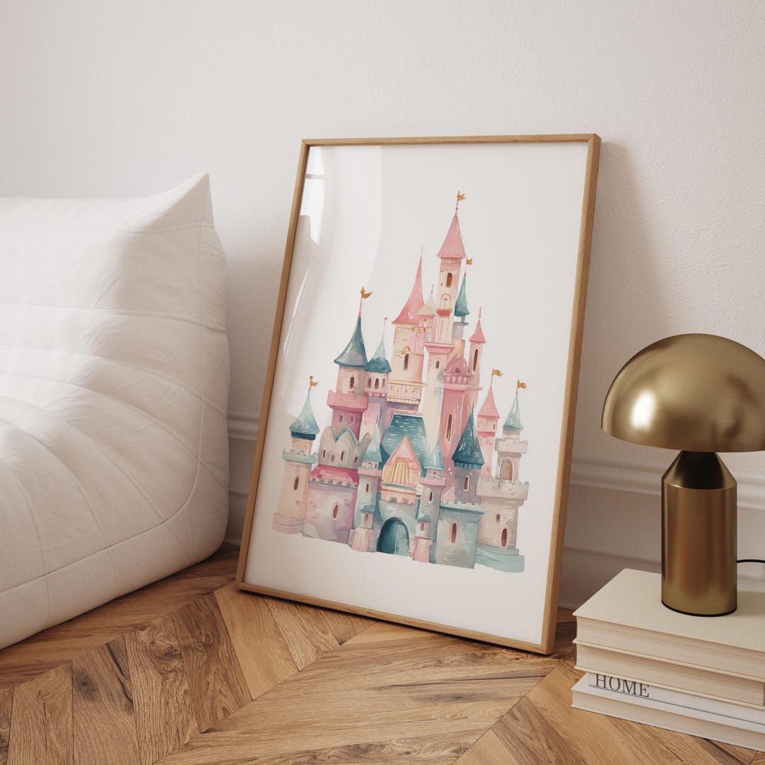 Watercolor Princess Castle Wall Art Pastel Fairytale Nursery Printable ...