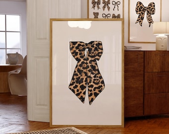 leopard bow print cheetah nursery decor bow wall art cute animal prints decor baby girl room wall art baby shower gift idea digital download